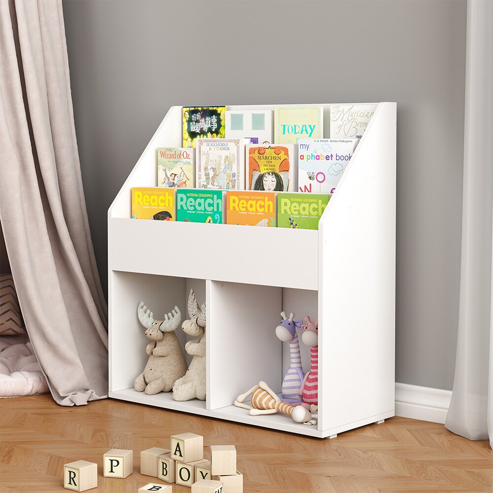 Vicco Kinder Bücherregal Conny 72 x 79 cm, Weiß, Kinderregal mit großen Ablagen