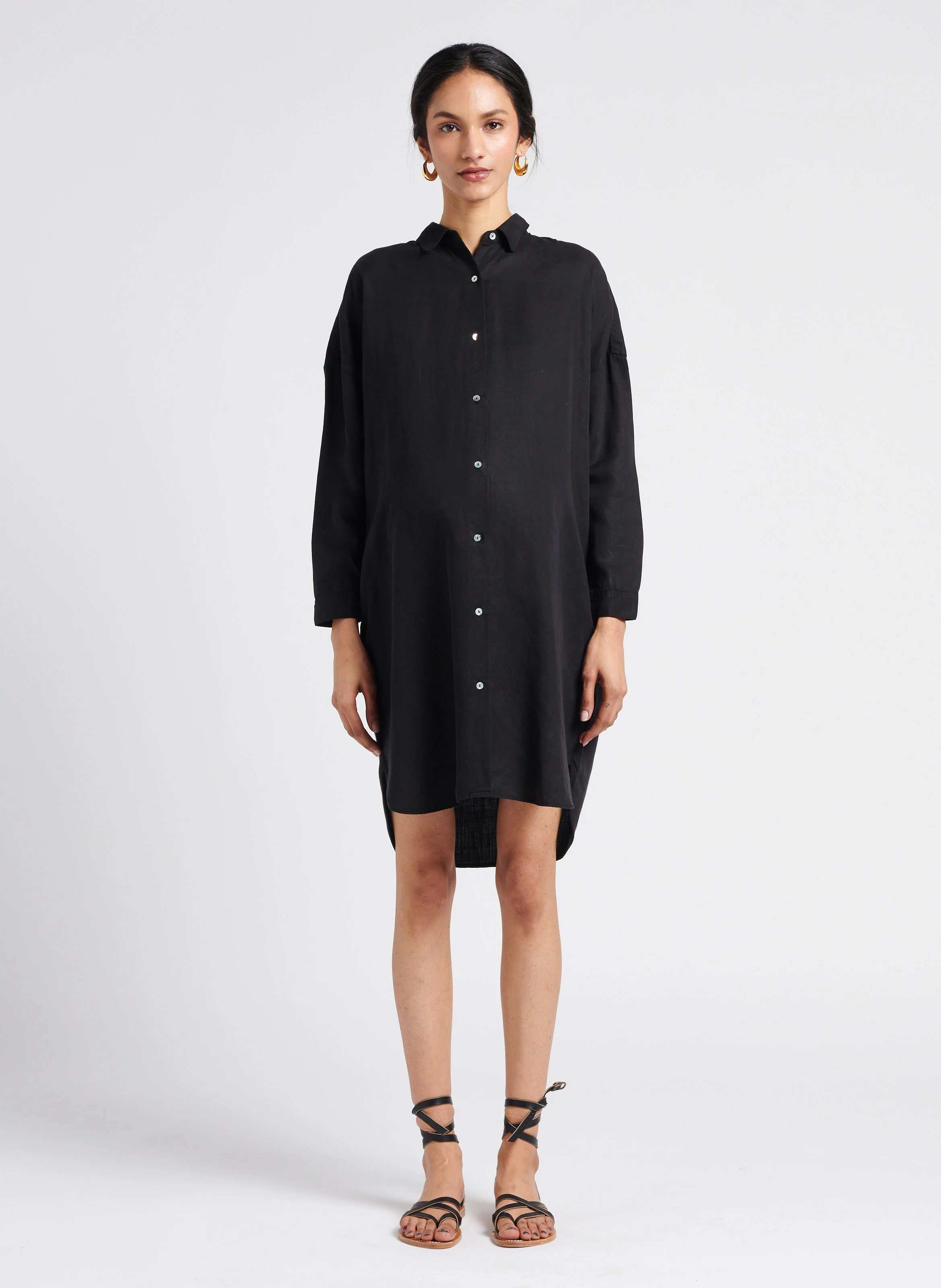 COLETTE - Robe chemise de maternité | Noir