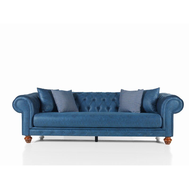 Pritt 96.1&rdquo; Rolled Arm Chesterfield Sofa