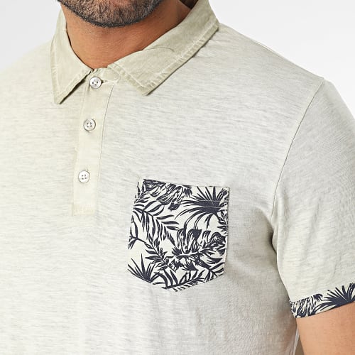 Polo Manches Courtes Panthere Beige Chiné Floral