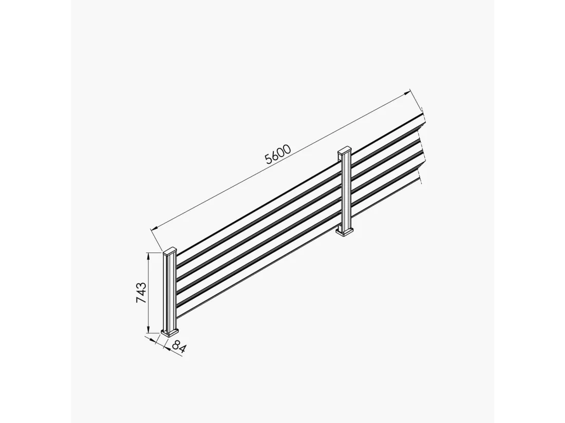 Kit Clôture SLIM PVC Blanc H. 72 cm x L. 5.60 m - 5 Lisses claire-voie