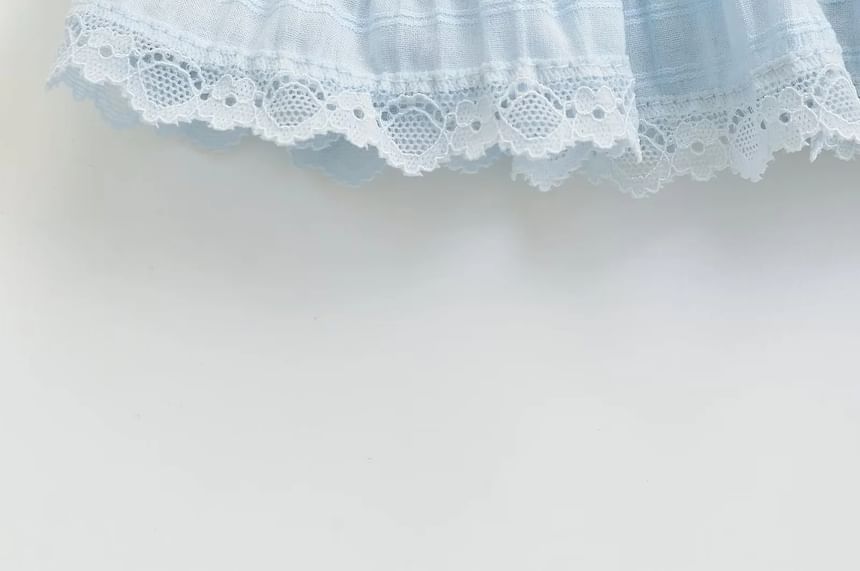 Asiris - Balletcore lage taille, kanten rand, effen mini-A-lijn rok