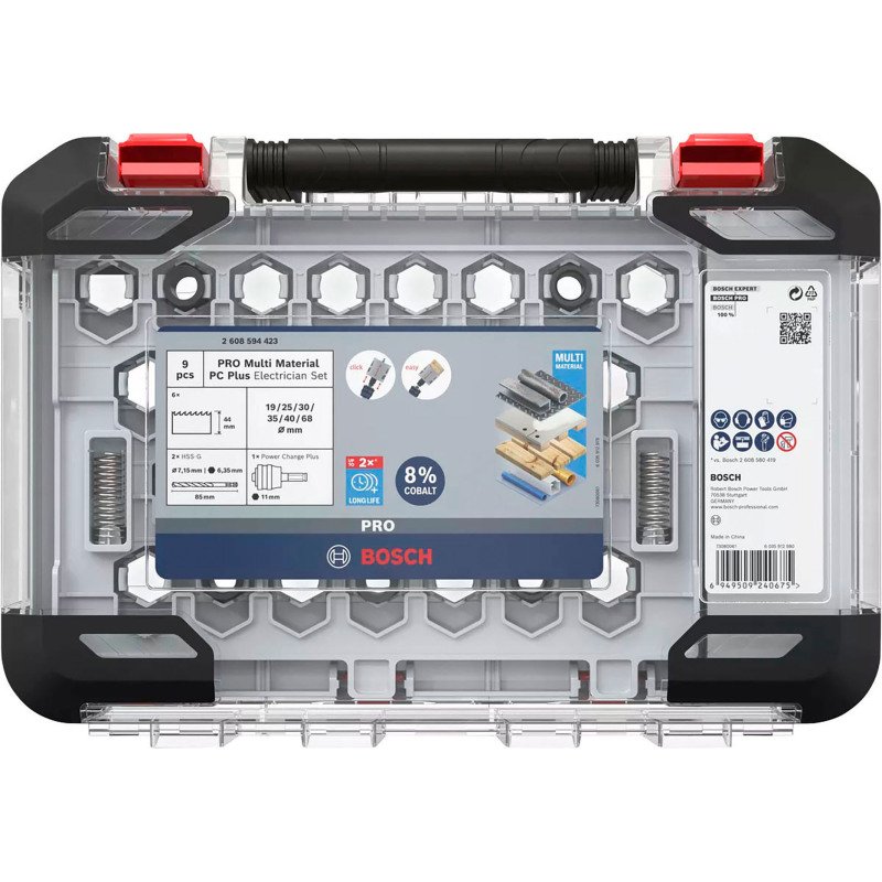 Coffret de scies trépans Bosch PRO Multi Matière PC Plus, 9 pièces