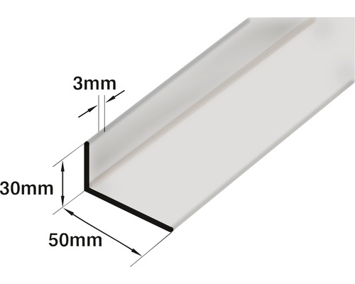 Hoekprofiel aluminium 50x30x3 mm, 2 m