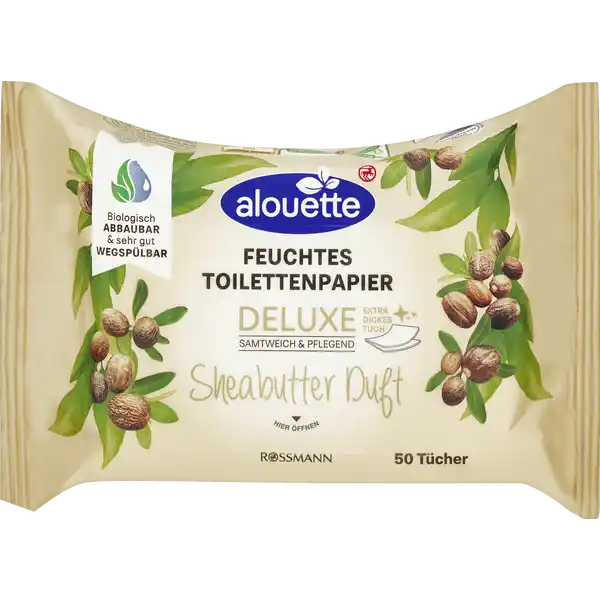 feuchte Toilettentücher mit Sheabutter-Duft Deluxe 50 St.