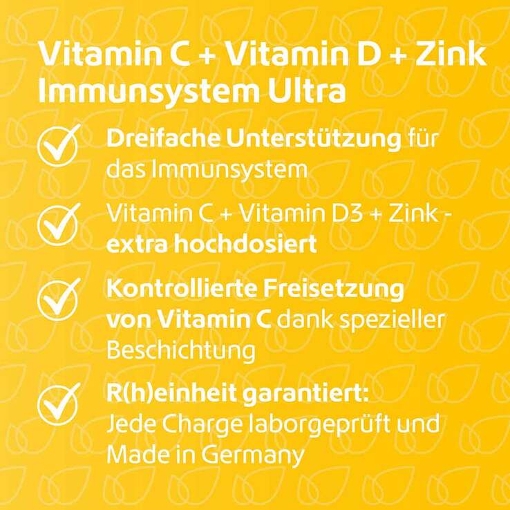Vitamin C + Vitamin D + Zink Immunsystem Ultra Kapseln, 120 St
