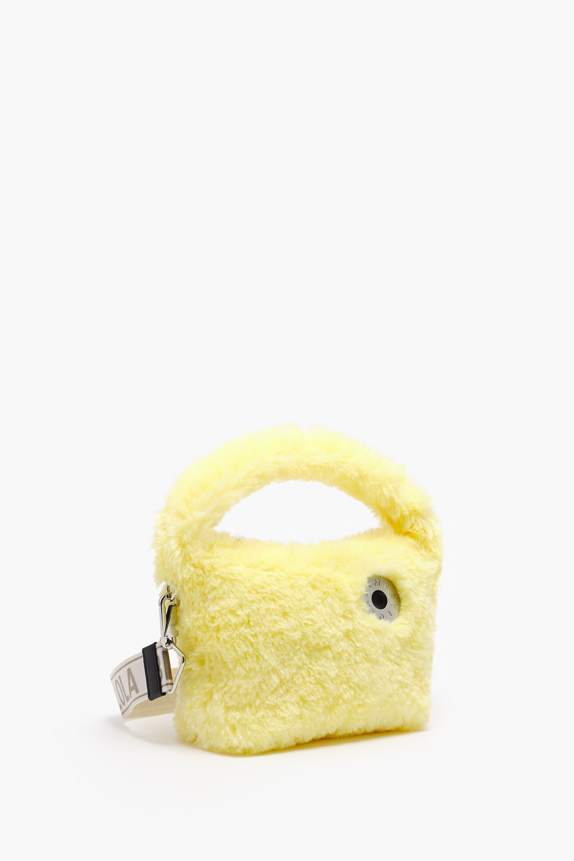 Bolsa hobo tamanho P com forro de pele amarela
