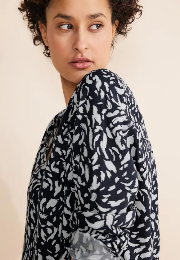 Print Viskosebluse - deep blue