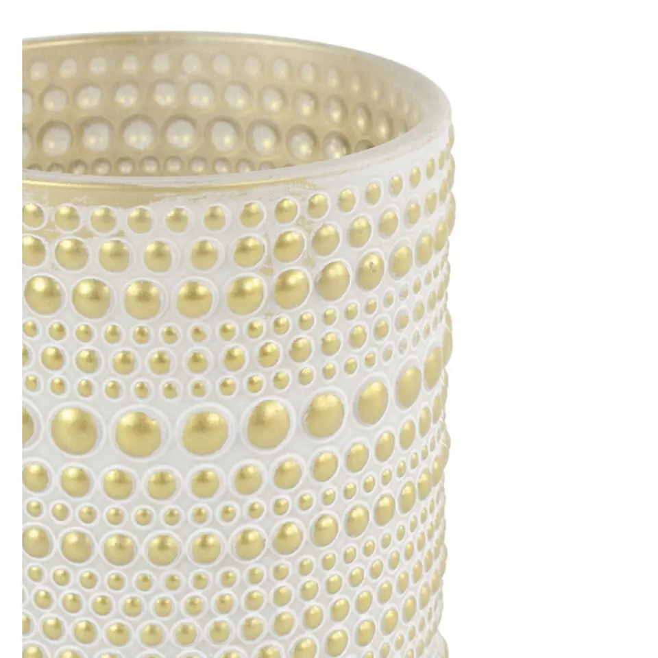 Countryfield theelichthouder/kaarsenhouder - creme/goud - H8 cm