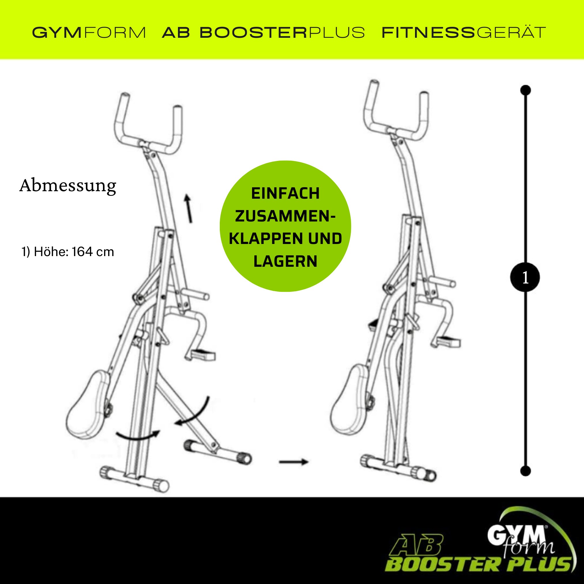 Gymform® Fitnessgerät für Zuhause klappbar - Trainingsgerät Ab Booster Plus