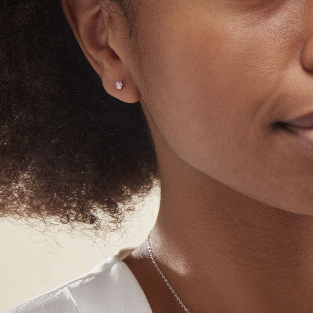 Boucles D'oreilles Puces Or Blanc Oxydes De Zirconium