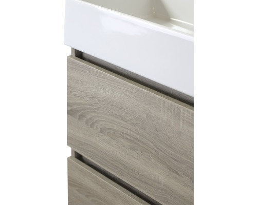Sanox Maxx XL badkamermeubelset, BxHxD 81 x 183 x 45,5 cm, frontkleur eikengrijs met keramische wastafel wit