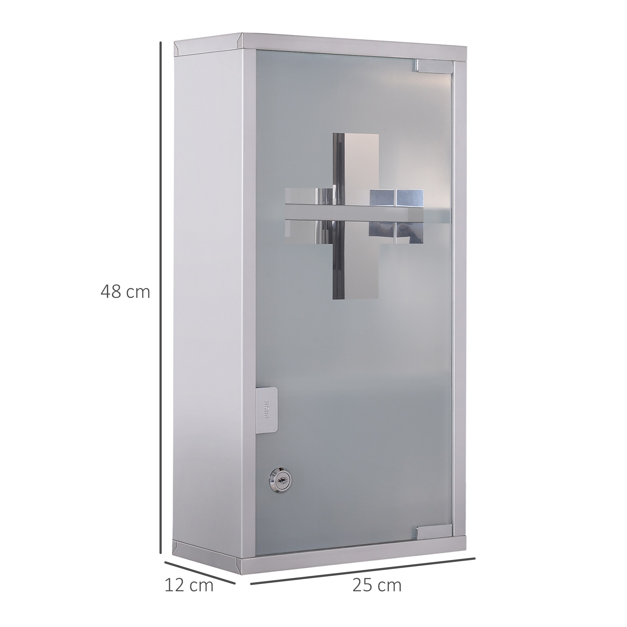 HOMCOM Medikamentenschrank mit 3 Fächer silber 25 x 12 x 48 cm (LxBxH)