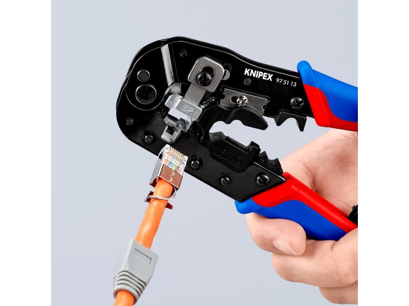 Knipex Crimpzange für RJ45-Westernstecker 190 mm Crimpzange für Kabelschnitt