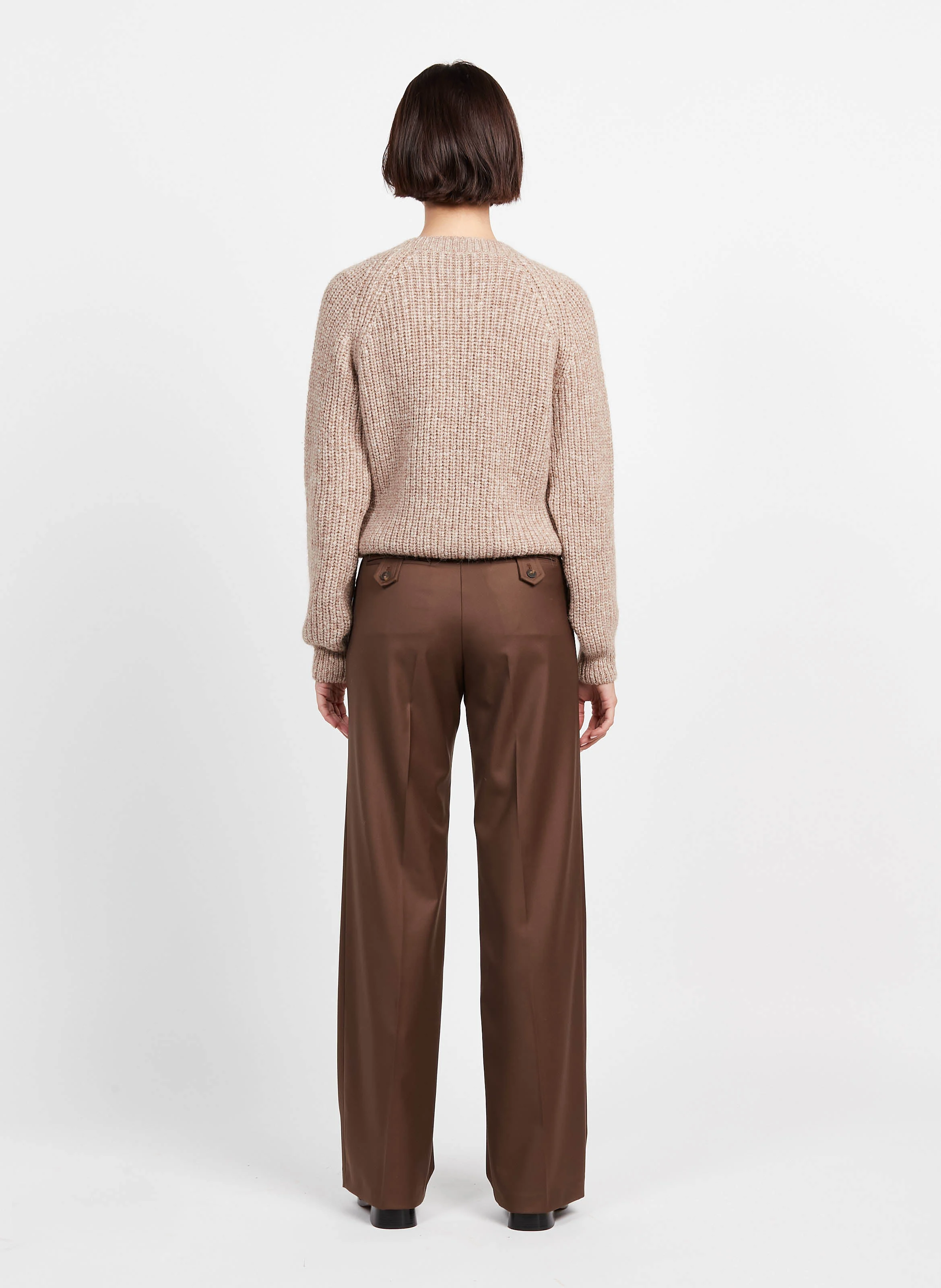 DREW - Pantalon en gabardine de laine | Marron