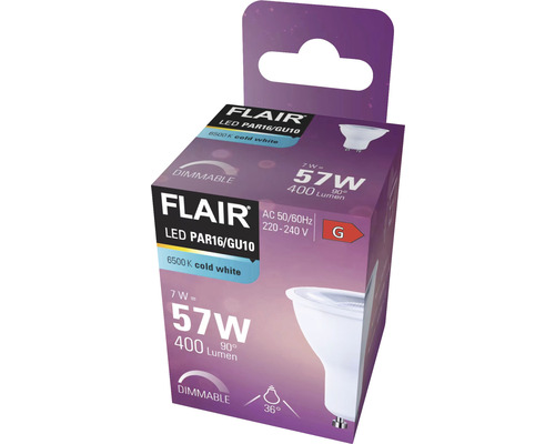 FLAIR LED reflectorlamp dimbaar PAR16 GU10/7W (57W) 400 lm 6500 K daglichtwit 36° wit