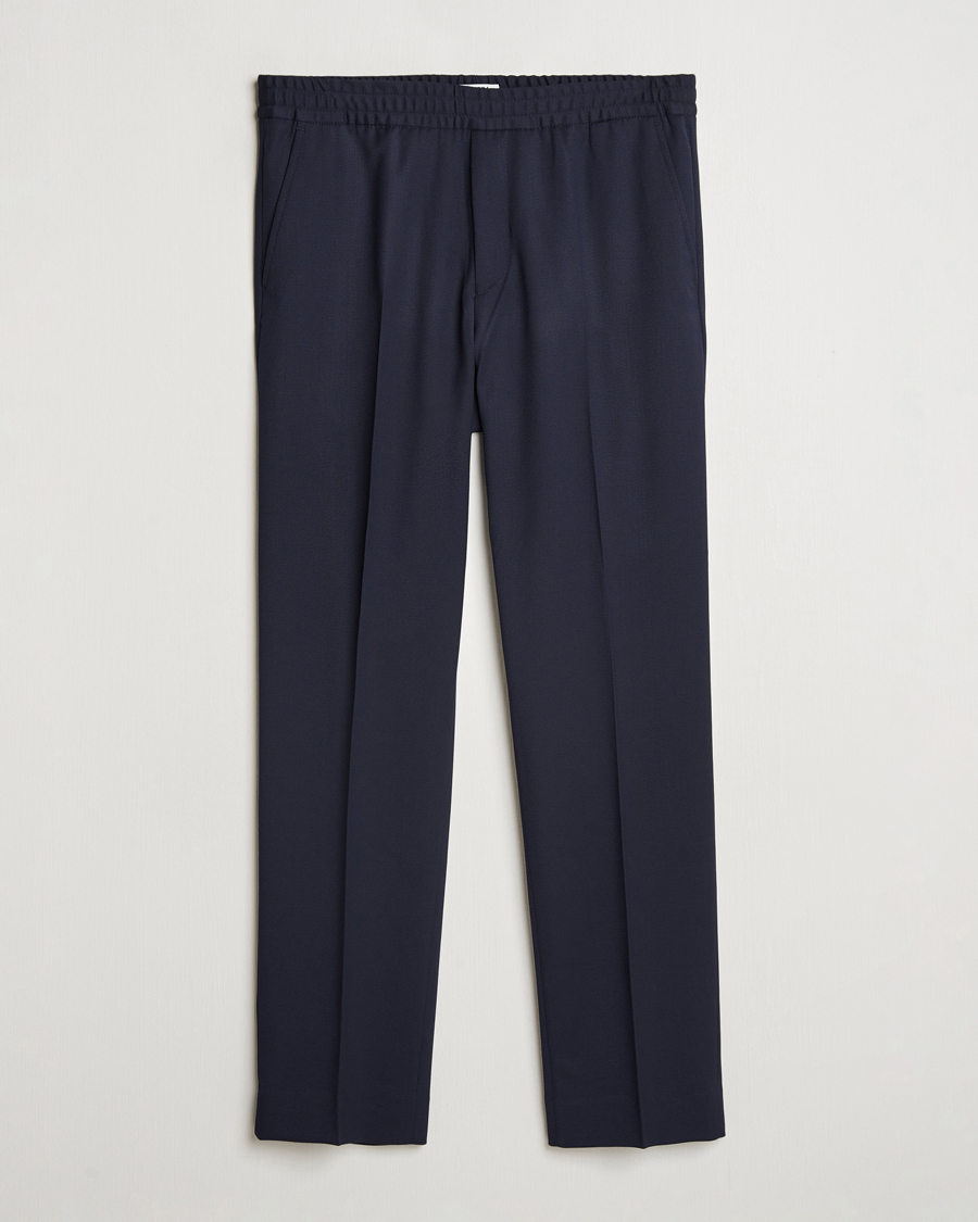Filippa K Theo Relaxed Wool Trousers Navy