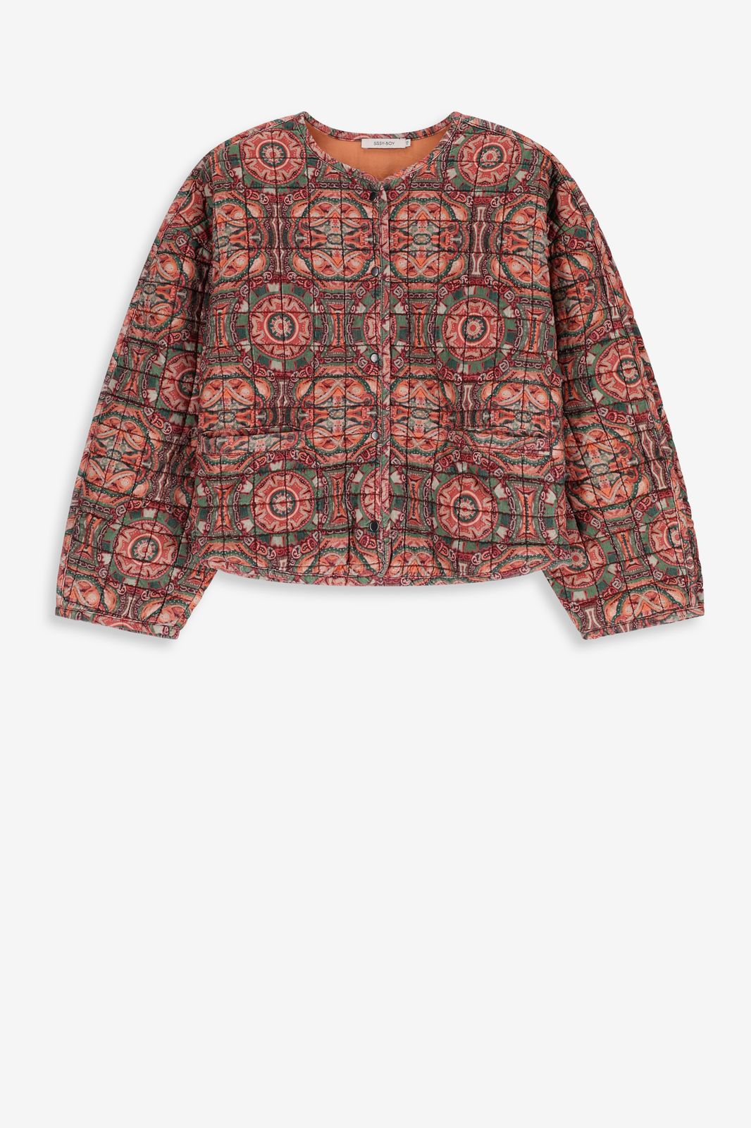 Groene oversized bomber jas met mozaïek print