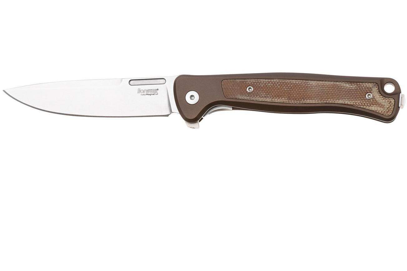 LionSteel Skinny Solid SK01A ES Earth Aluminium Natural Canvas Micarta inlay, Stonewashed zakmes, Molletta design