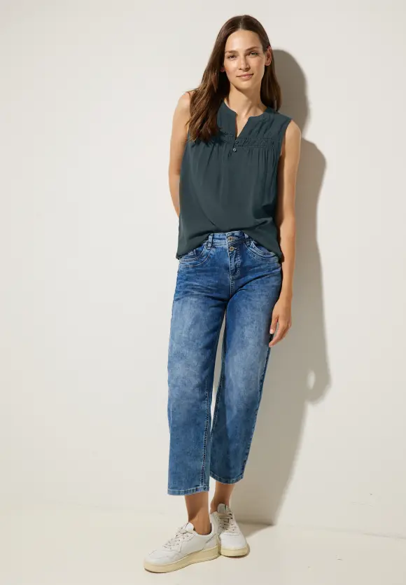 Viskosebluse mit Häkeldetail - cool vintage green