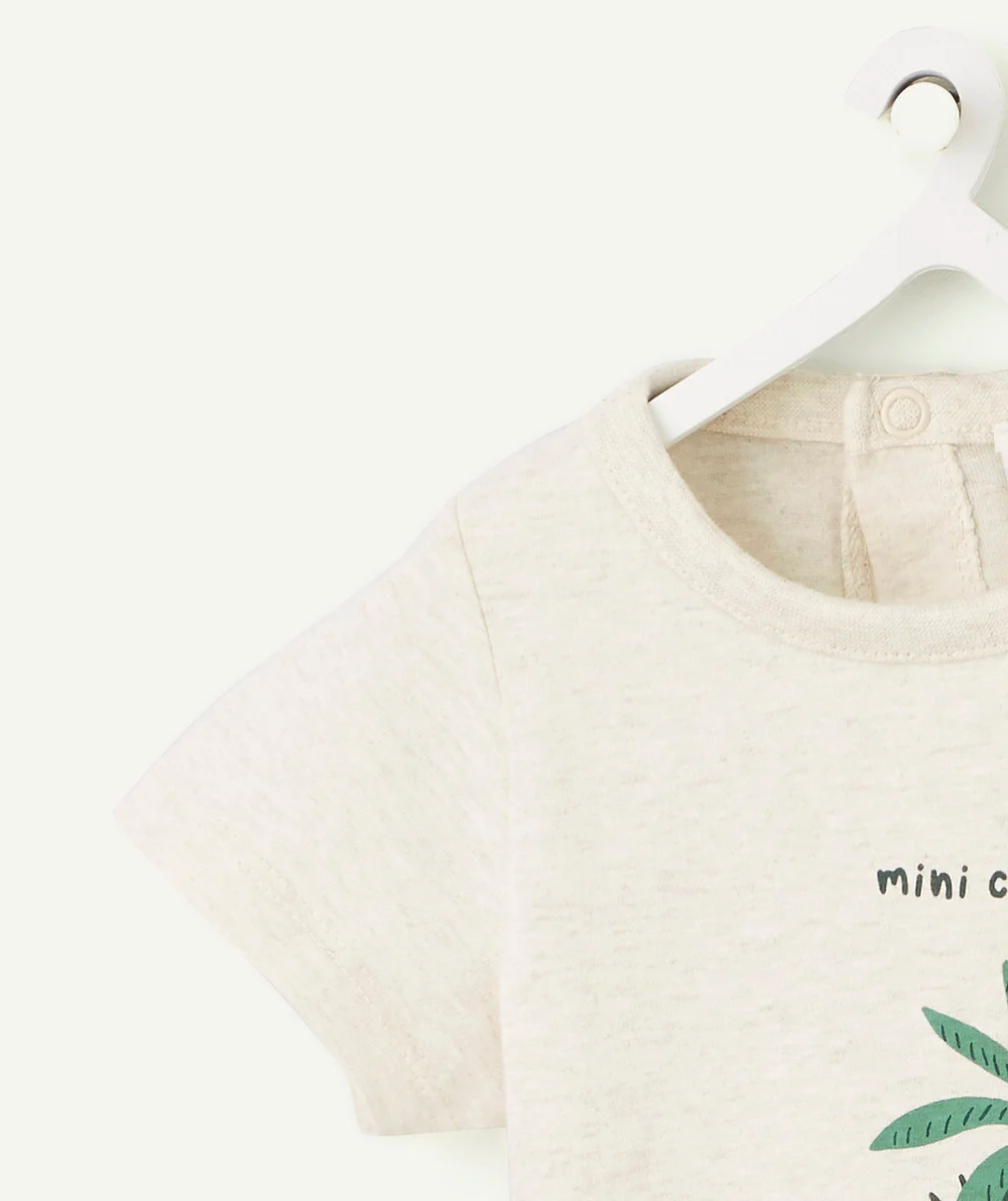 T-SHIRT ÉVOLUTIF À MANCHES COURTES BÉBÉ GARÇON EN COTON ÉCRU