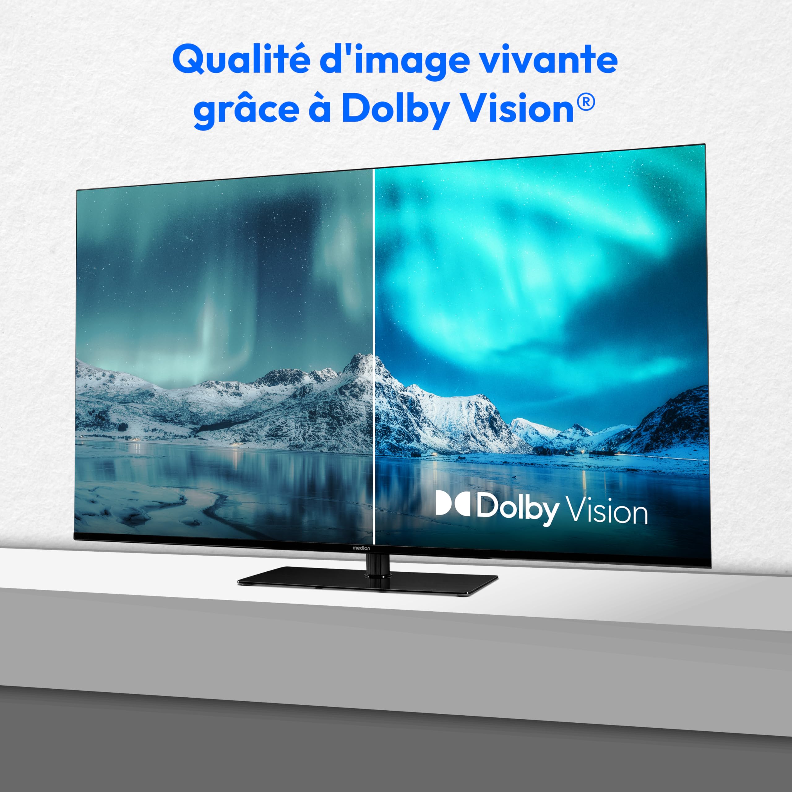 MEDION TV 50 Pouces (125,7 cm) Television (Smart TV, 4K, Dolby Vision HDR, Prime Video, Disney+, Dolby Atmos, DTS X, Compatible avec Google TV, PVR, B