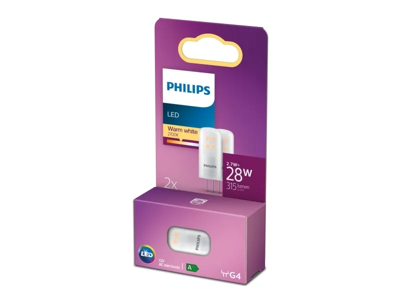 LED stift 28W, G4 varm hvid Ikke dæmpbar, 2 pak