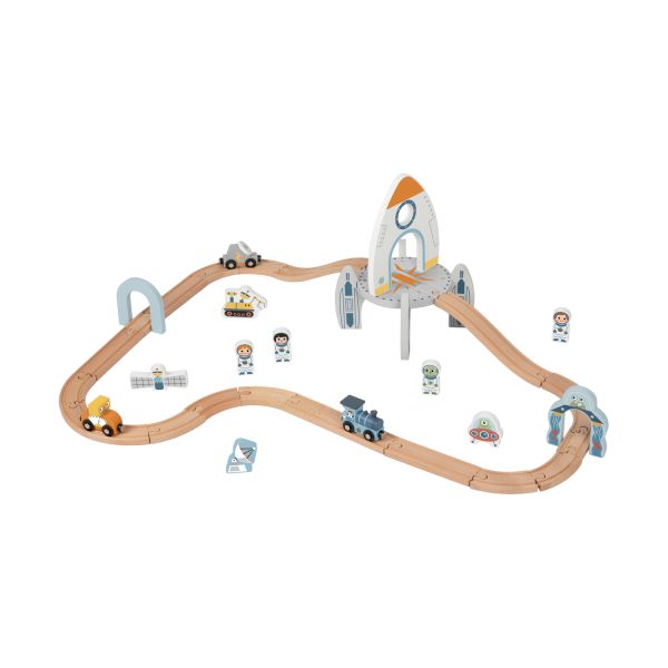 Tooky Toy Treinbaan Met Ruimtestation - Hout