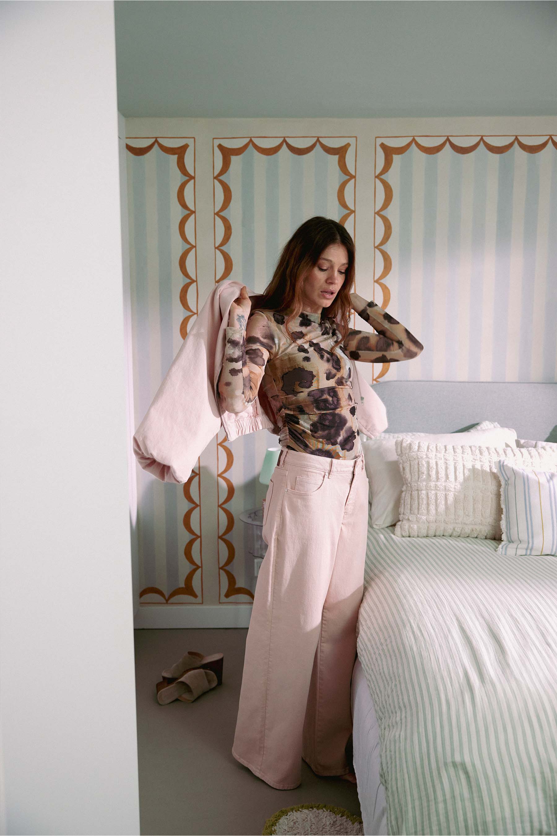mesh top met vlekken print