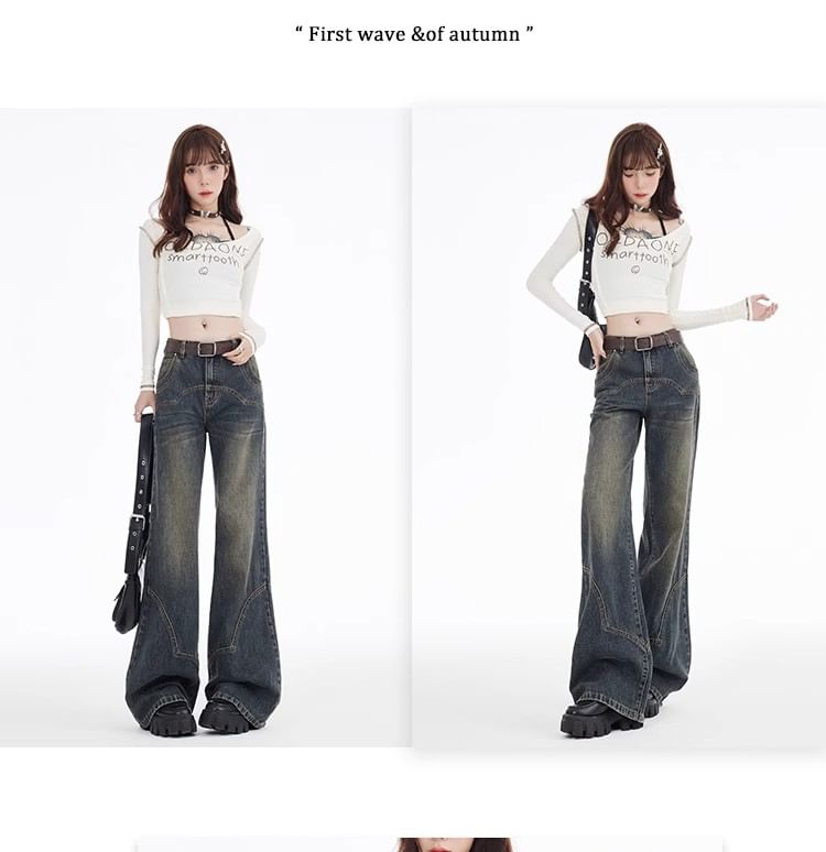 Notica - Low Waist Washed Flared Jeans