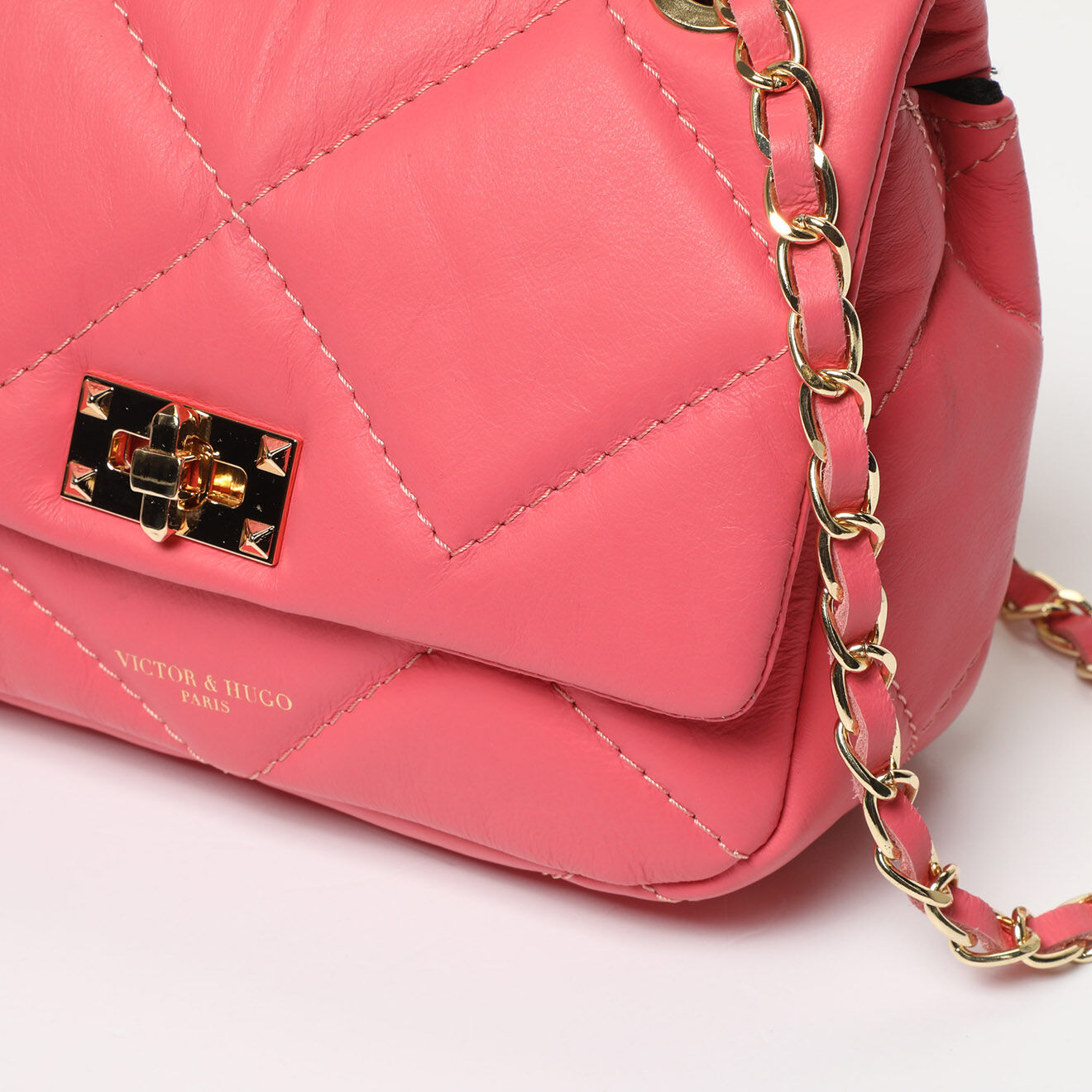 Victor & Hugo Sac bandoulière en Cuir Giulia rose - 21x16x7 cm