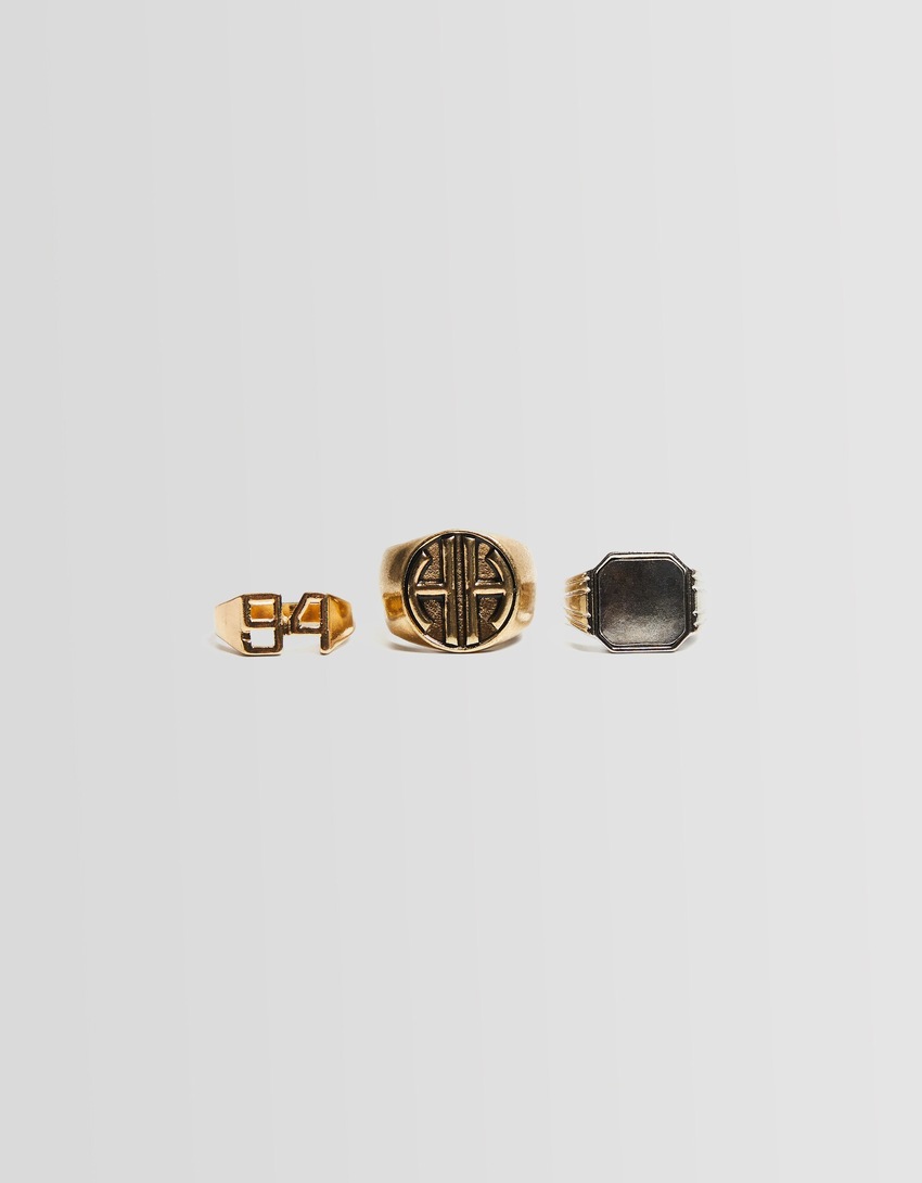 Conjunto de 3 anéis com letras e números