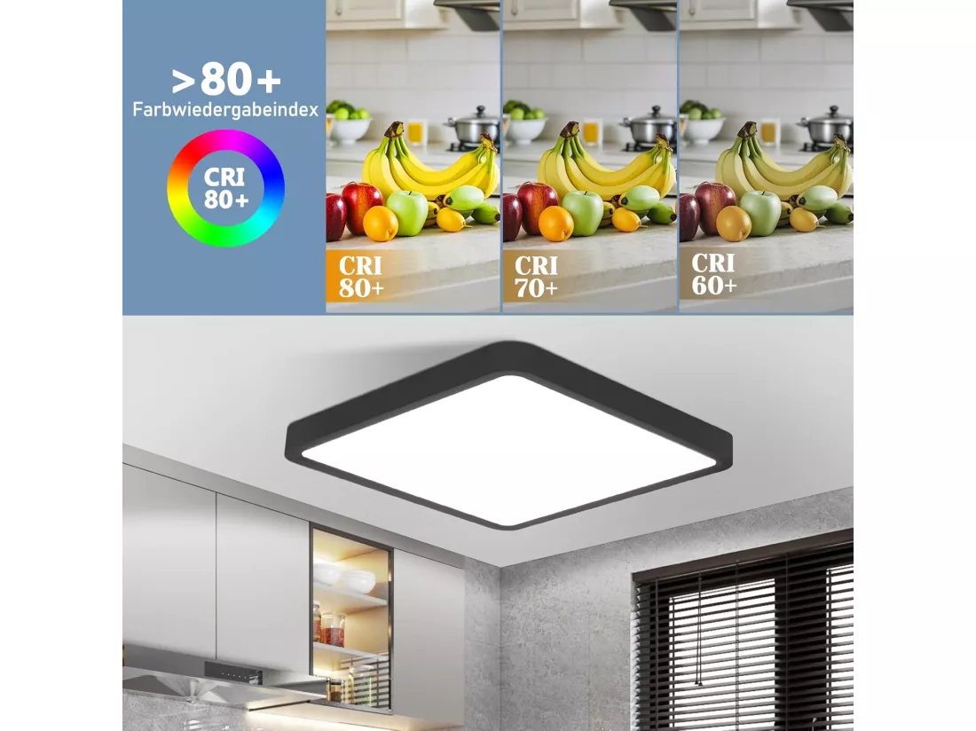 NETTLIFE plafonnier LED plafonnier plat 23 CM noir 18W 6500K
