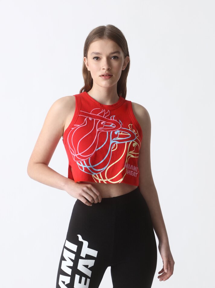 Top cropped do Miami Heat da NBA - Vermelho Vivo