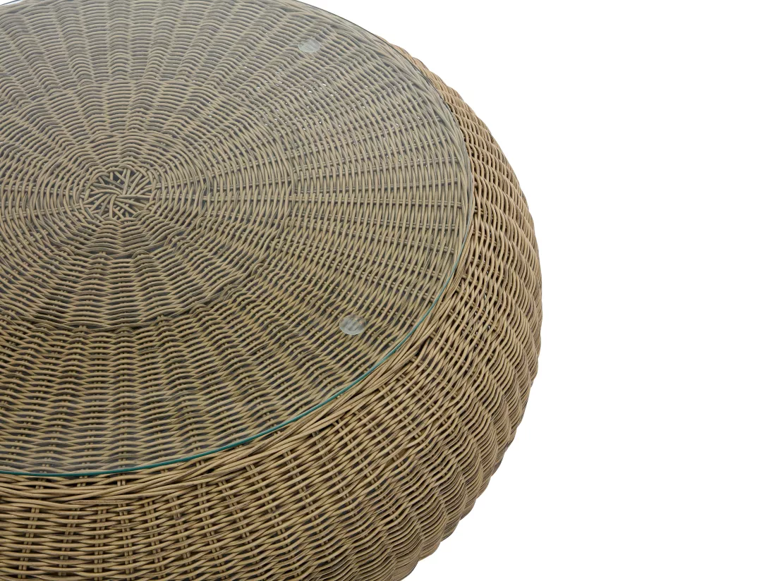 Table basse de jardin en résine tressée naturel foncé - WHITEHEAVEN de MYLIA