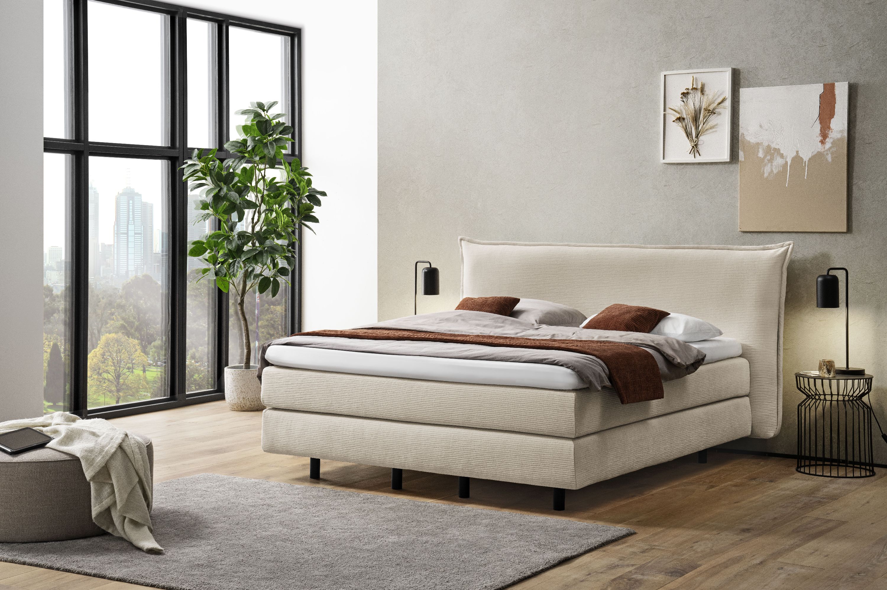 Boxspringbett MONDO BARELL 160X200 H2\/H2 beige