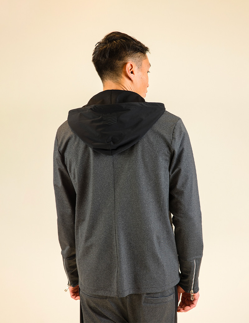 HBT URBAN | ANDY CAPUCHE VESTE HOMME GRIS CHINÉ/NOIR