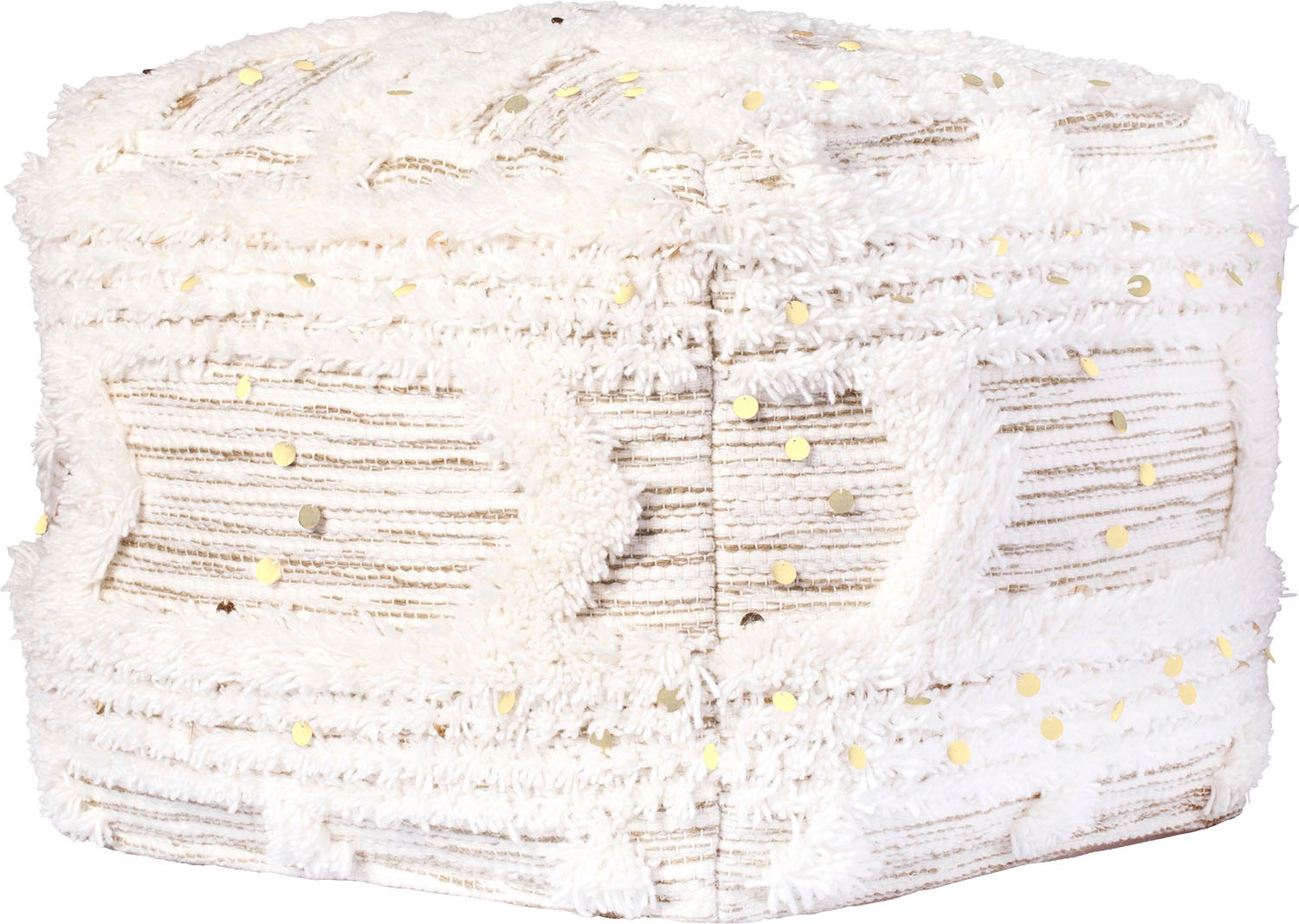 Kayoom Pouf »Bohist 425 50cm x 50cm,   Strukturen mit Fransen und Quasten« 1 Stk. tlg. handgefertigt, Unikat, sehr gut kombinierbar, vielfältig im Einsatz