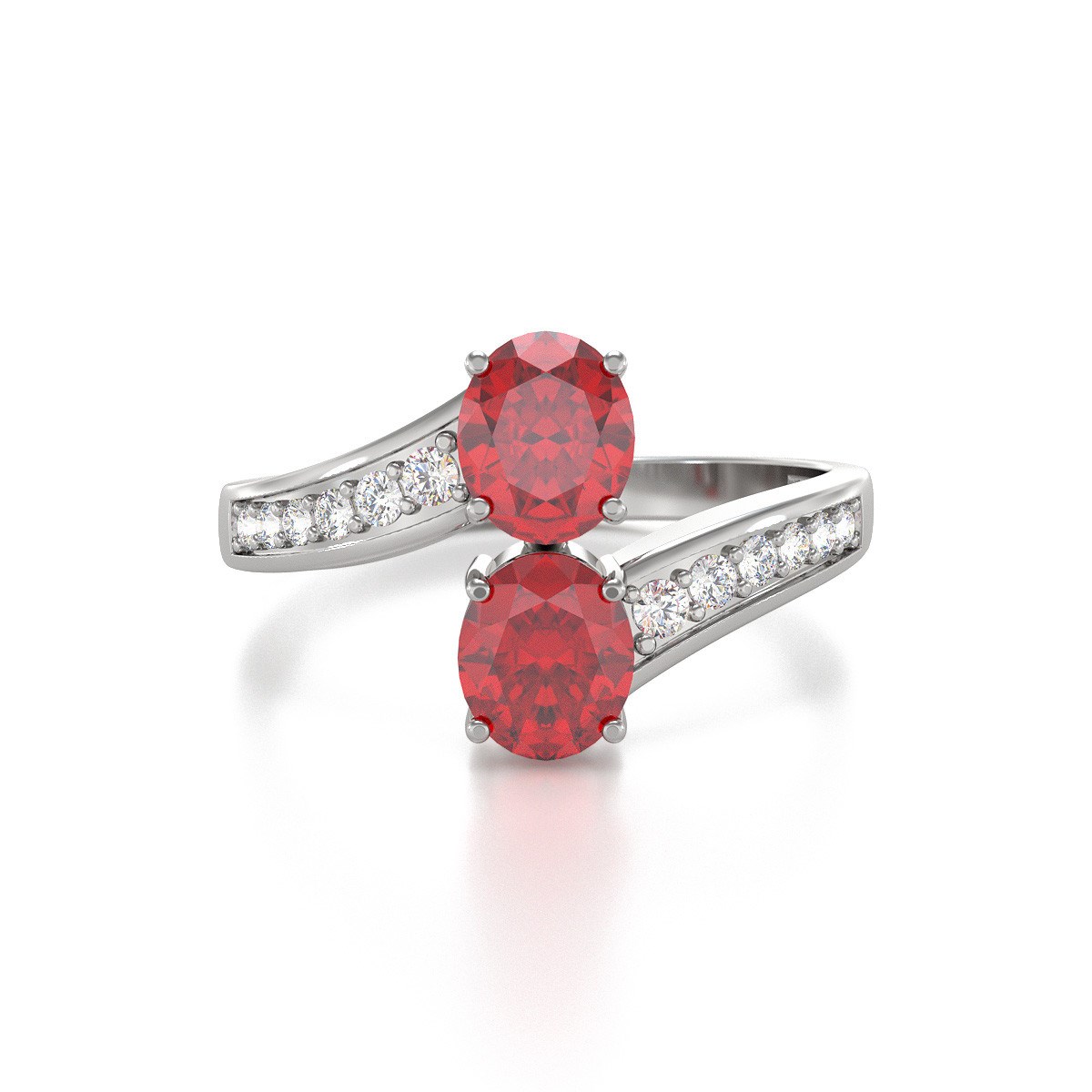 Bague ADEN Or 585 Blanc Rubis et diamants 2.546grs