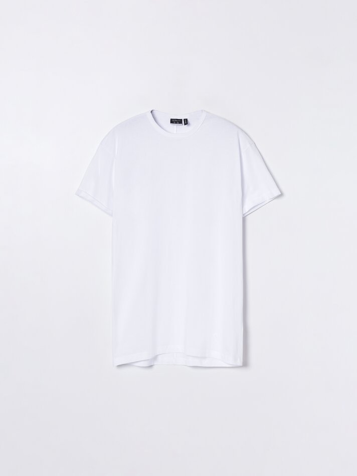 Camiseta básica de corte longo - Branca