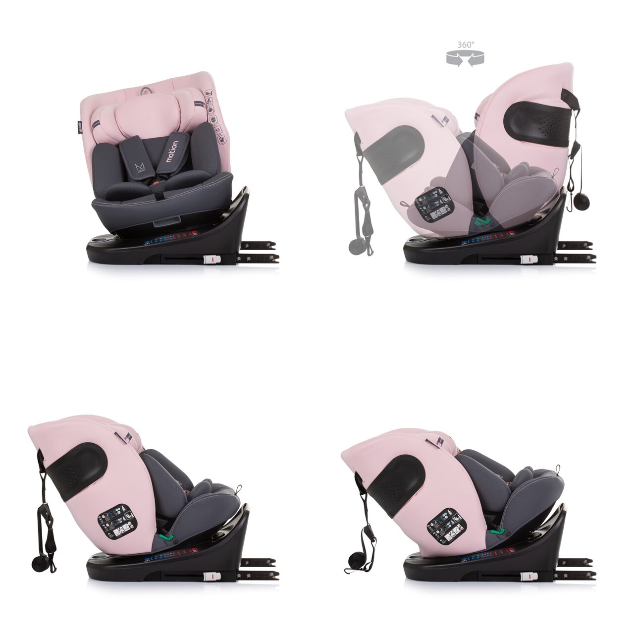 Chipolino i-Size Kindersitz Motion (40 - 150 cm) Isofix 360° drehbar verstellbar rosa
