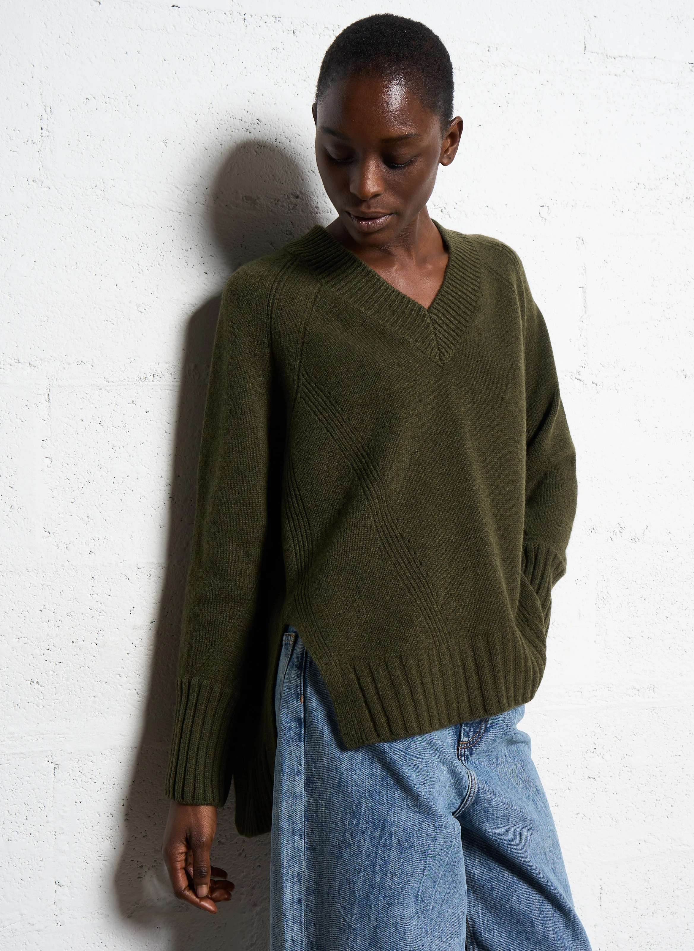 ARRY - Pull col V en laine | Kaki