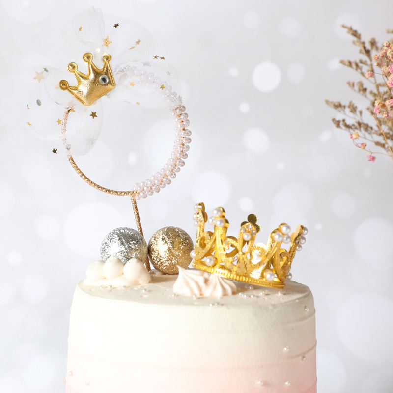 (Ø52mm) Kuchenstecker Krone Metall Tortenstecker Topper Dekoration für Torten / Kuchen - Gold