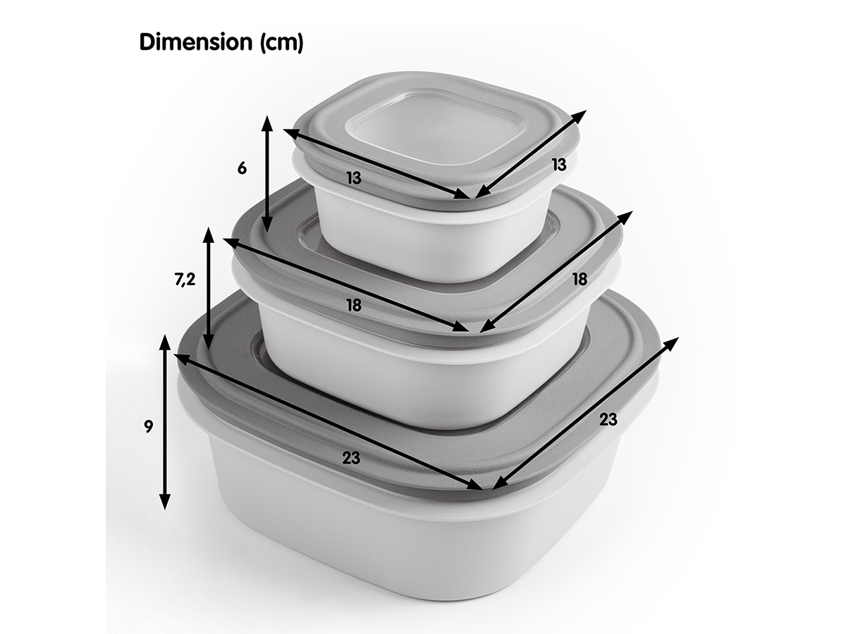 Sunware Sigma home set van 3 vershoudbakjes - Grey