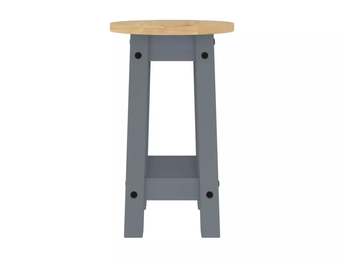 Tabourets de bar lot de 2 gris bois massif de pin