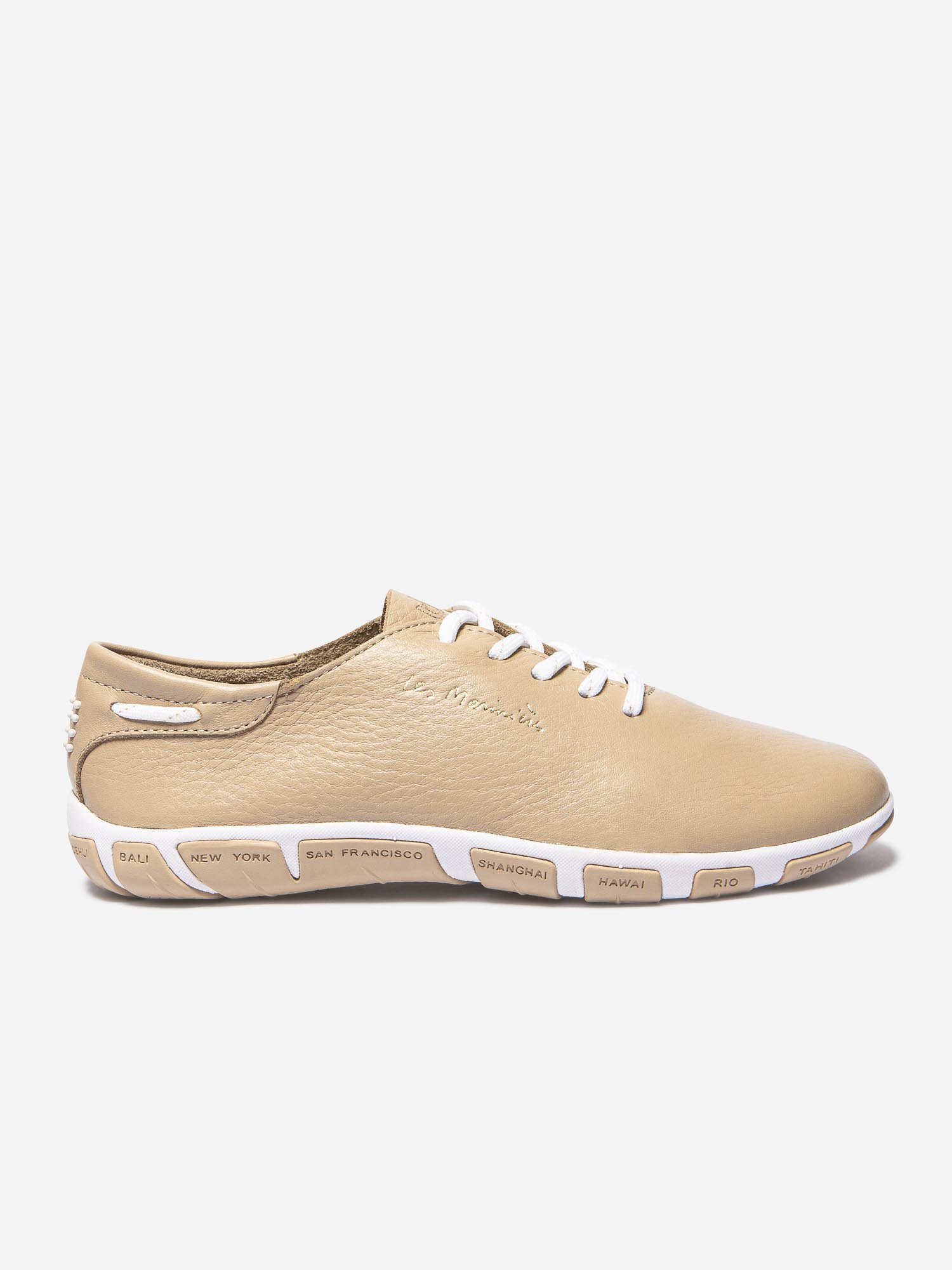 Tennis Femme Confort Cuir Beige