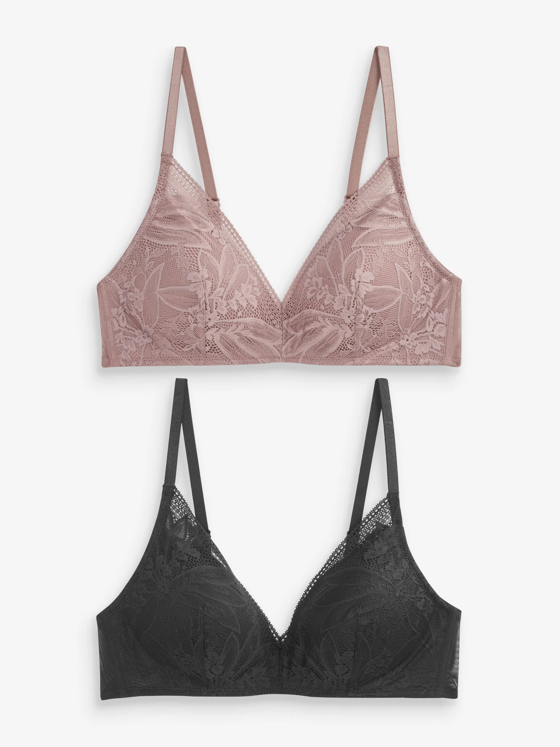 Zwart/mauve - Ultiem comfort beha's met kanten detail verpakking van 2