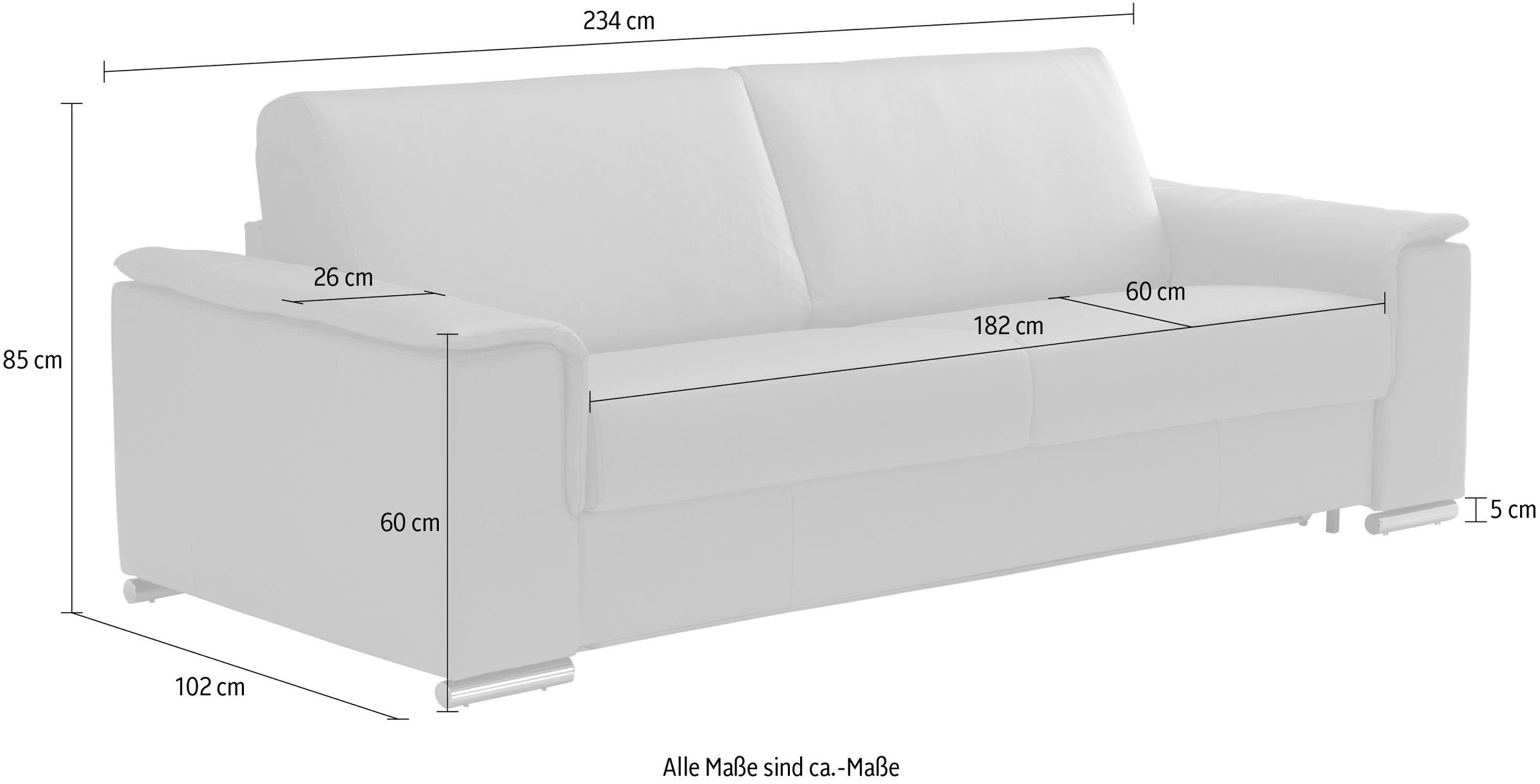 Egoitaliano Schlafsofa »Cecilia, modern & elegant, erstklassiger Sitzkomfort, Dauerschläfer« inkl. Matratze und hochwertigem Metallbettrahmen, toller Schlafkomfort