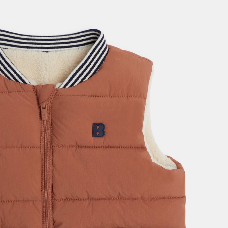 Gilet matelassé réversible à poches marron bébé garçon Marron