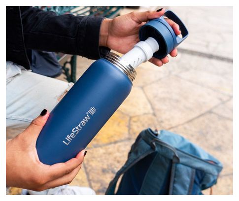 Bouteille filtre à eau LifeStraw Go 2.0 isolée en acier inoxydable 700 ml-Bleu